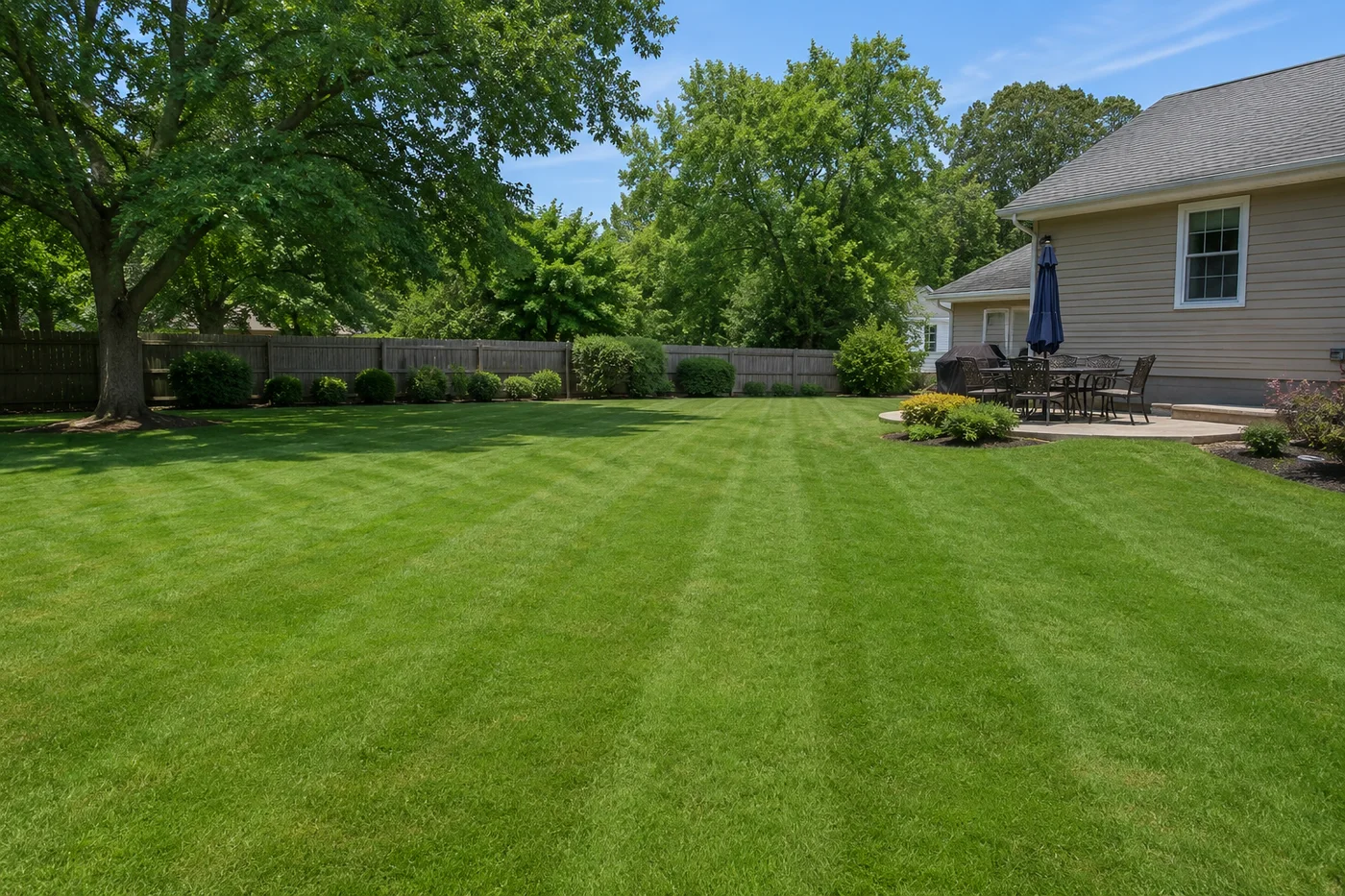 Residential lawn image representing weekly lawn mowing service