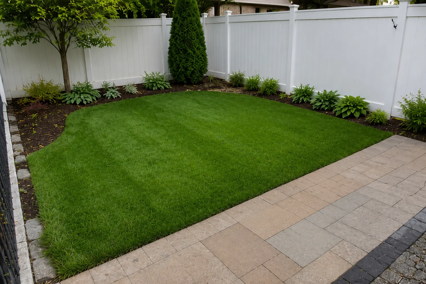 Residential lawn image representing edging and trimming service