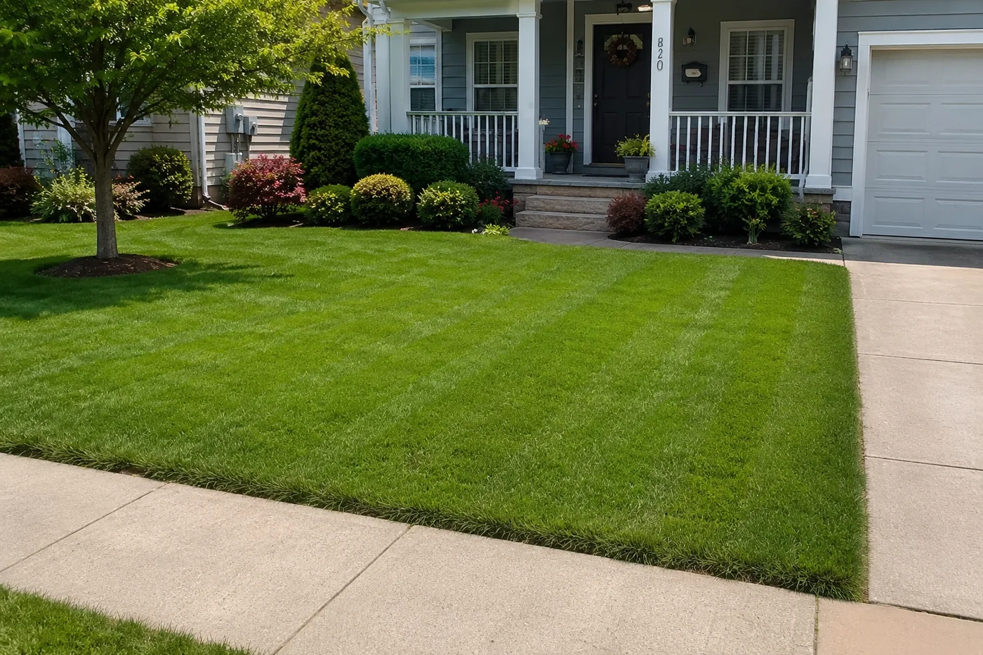 Residential lawn image representing yard maintenance service